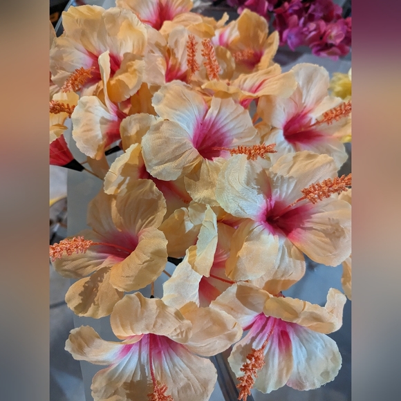 Artificial Silk Flowers from Michael's, blue, pink, white, peach, yellow - Picture 2 of 10